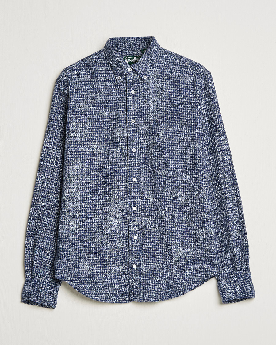 Miehet |  | Gitman Vintage | Button Down Houndstooth Flannel Shirt Dark Blue