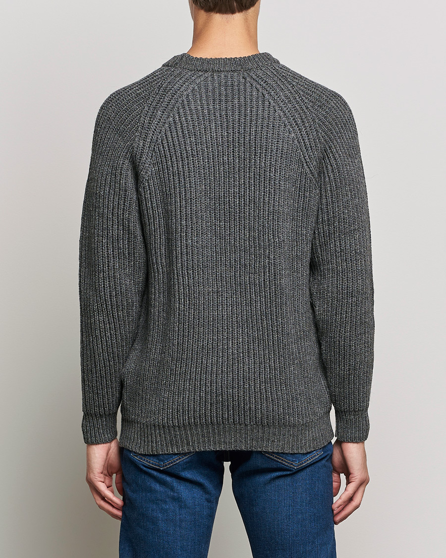 Mies | Puserot | Gloverall | Fisherman Rib Chunky Wool Crew Neck Grey
