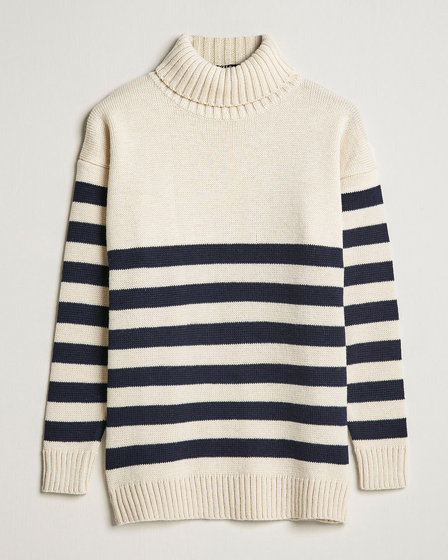 Mies | Puserot | Gloverall | Breton Submariner Wool Rollneck Ecru/Navy