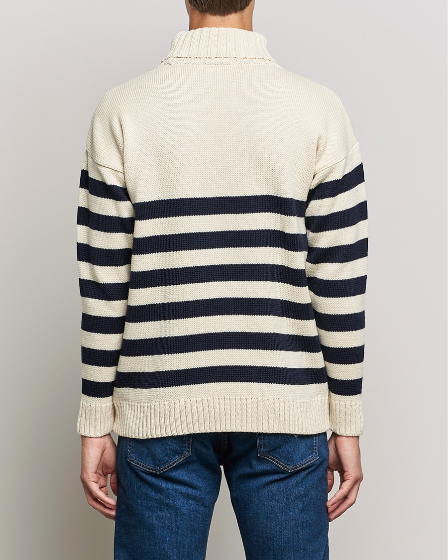 Mies | Puserot | Gloverall | Breton Submariner Wool Rollneck Ecru/Navy