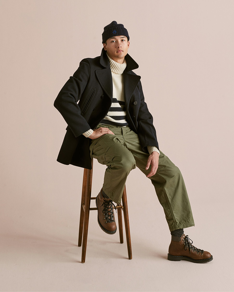 Mies | Puserot | Gloverall | Breton Submariner Wool Rollneck Ecru/Navy