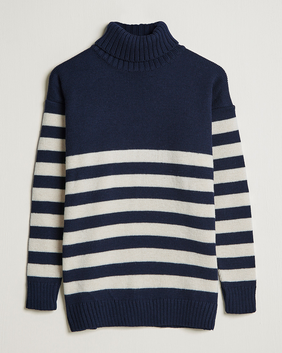 Mies | Puserot | Gloverall | Breton Submariner Wool Rollneck Navy/Ecru