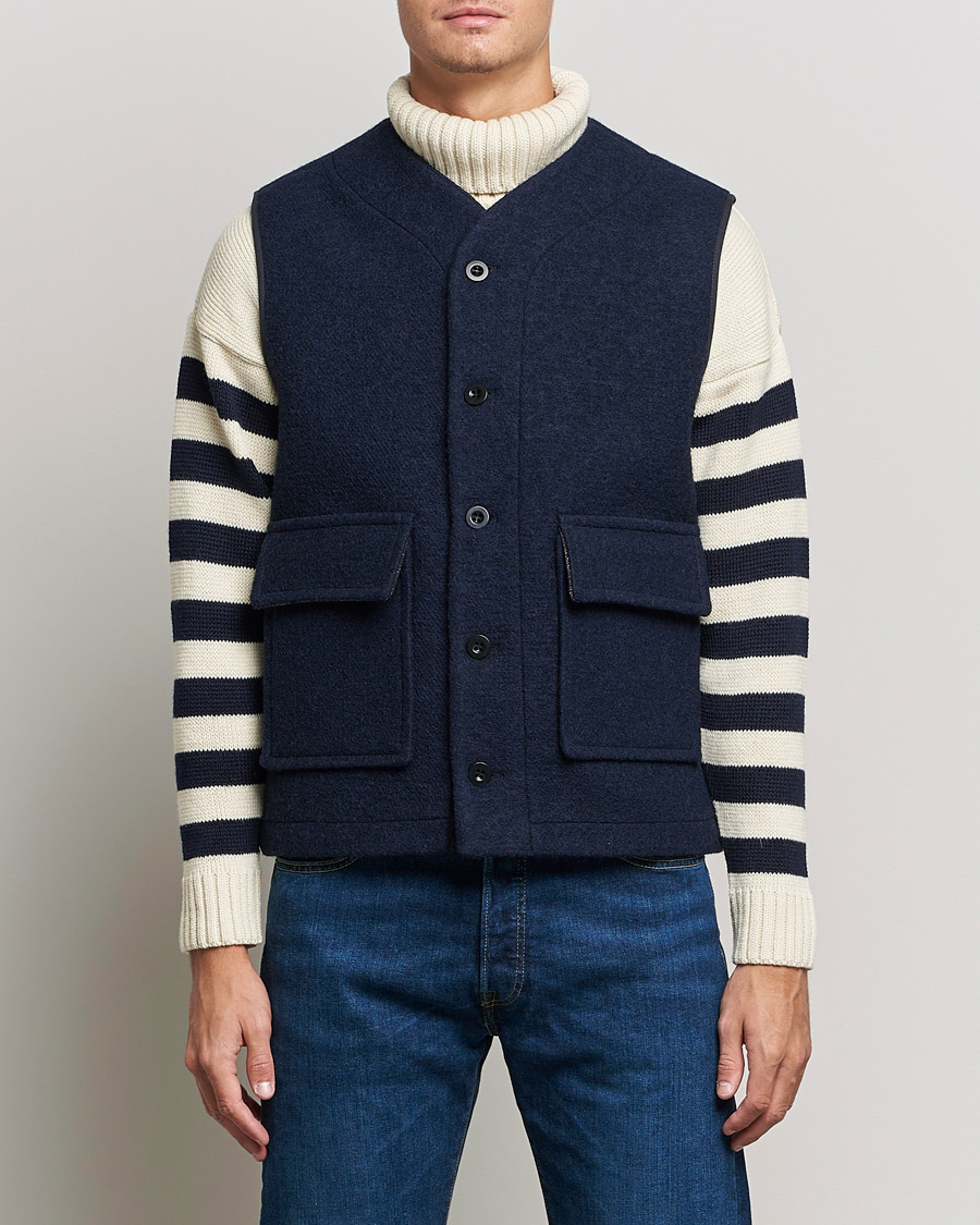 Mies |  | Gloverall | Roger Double Face Gilet Navy/Brown