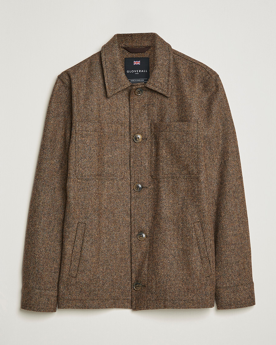 Mies | Takit | Gloverall | Walter Herringbone Wool Shirt Jacket Tan