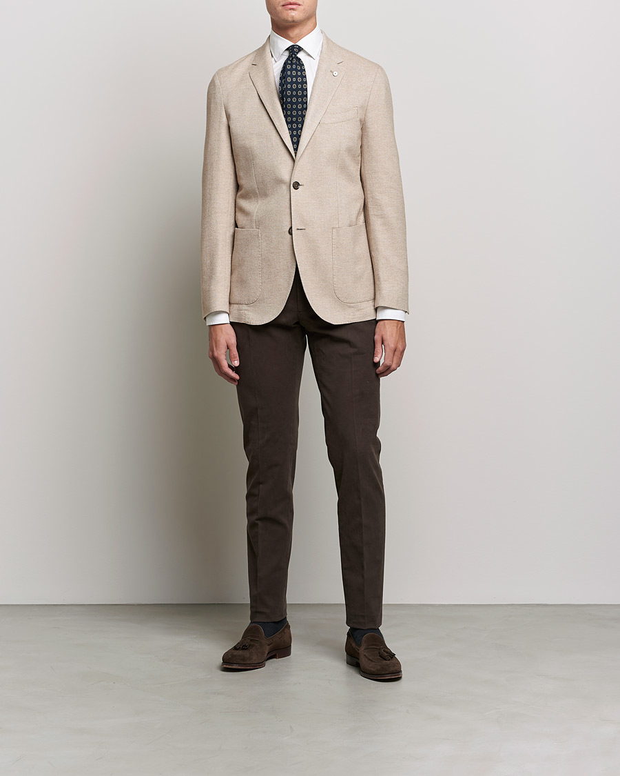 Mies | Pikkutakit | L.B.M. 1911 | Jack Herringbone Soft Cotton Blazer Beige