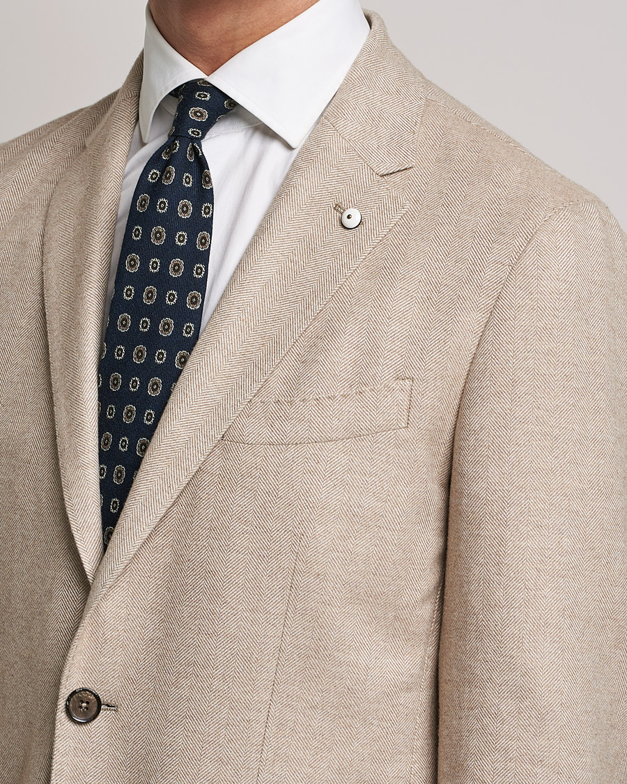 Mies | Pikkutakit | L.B.M. 1911 | Jack Herringbone Soft Cotton Blazer Beige