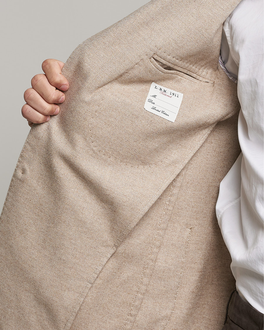 Mies | Pikkutakit | L.B.M. 1911 | Jack Herringbone Soft Cotton Blazer Beige