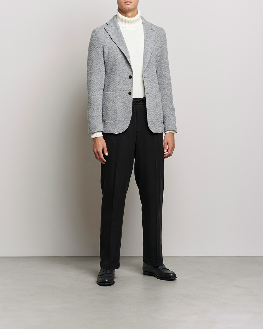 Mies | Pikkutakit | L.B.M. 1911 | Punto Knitted Wool Structure Blazer Grey