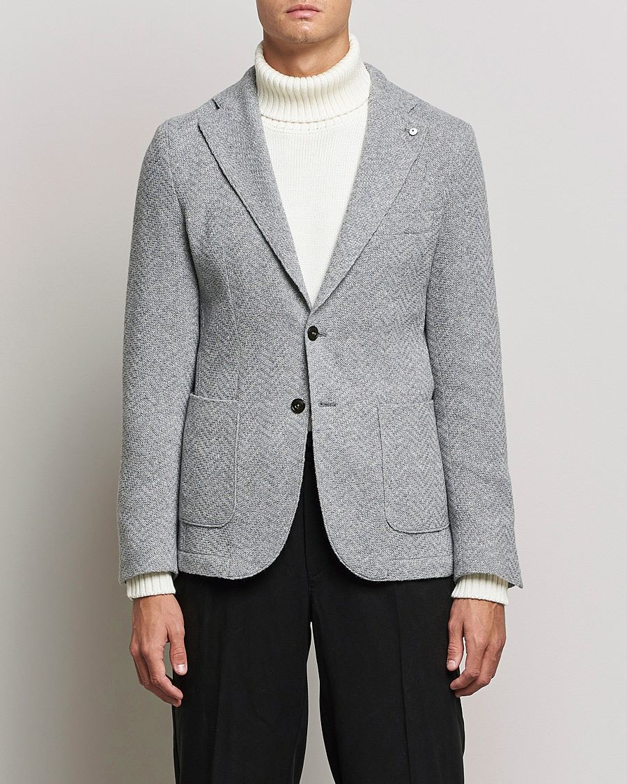 Mies | Pikkutakit | L.B.M. 1911 | Punto Knitted Wool Structure Blazer Grey