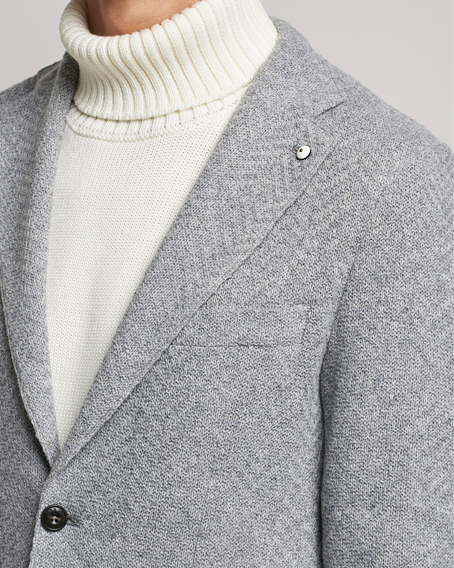 Mies | Pikkutakit | L.B.M. 1911 | Punto Knitted Wool Structure Blazer Grey