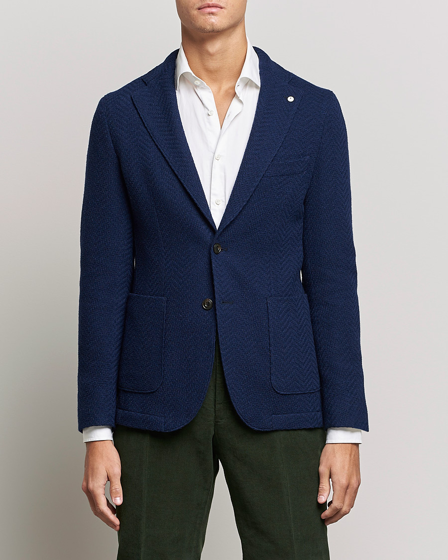 Mies | Pikkutakit | L.B.M. 1911 | Punto Knitted Wool Structure Blazer Navy