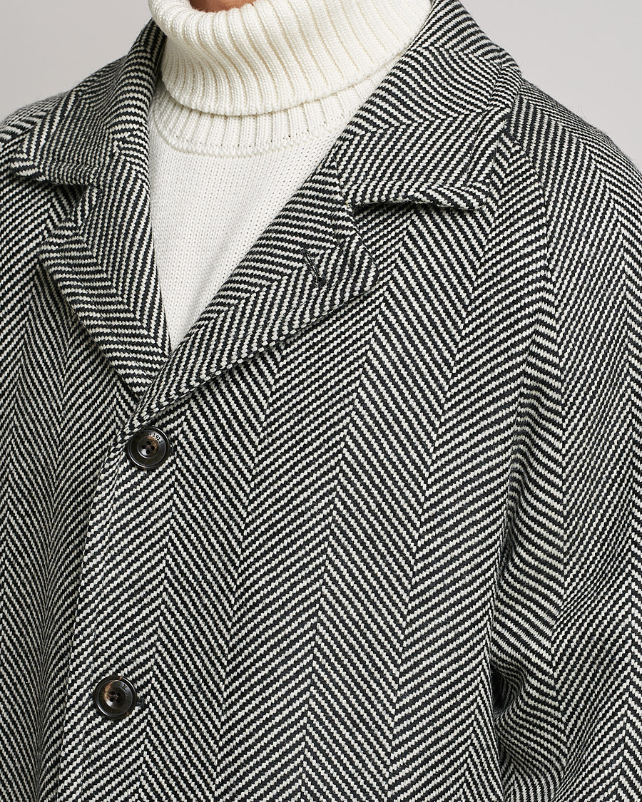 Mies | Takit | L.B.M. 1911 | Herringbone Raglan Wool Coat Black/White