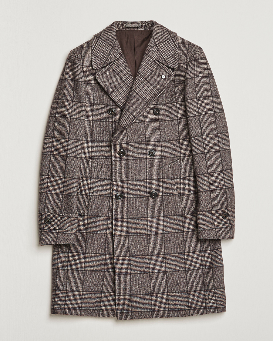 Mies | Takit | L.B.M. 1911 | Double Breasted Checked Wool Coat Brown