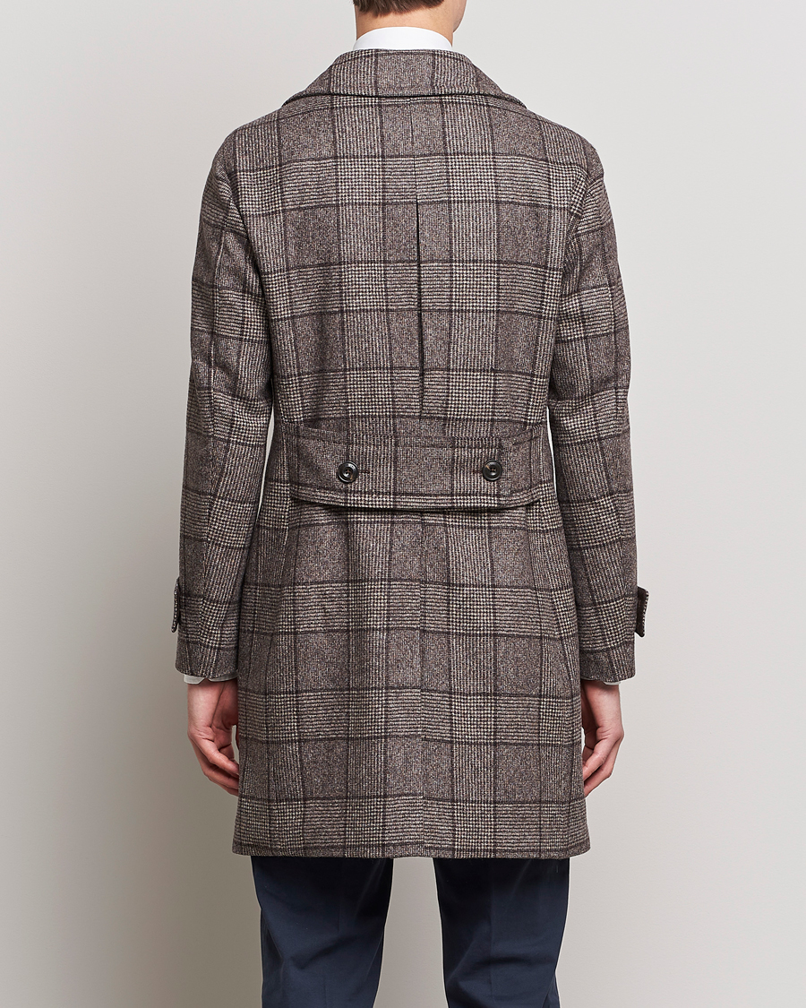 Mies | Takit | L.B.M. 1911 | Double Breasted Checked Wool Coat Brown
