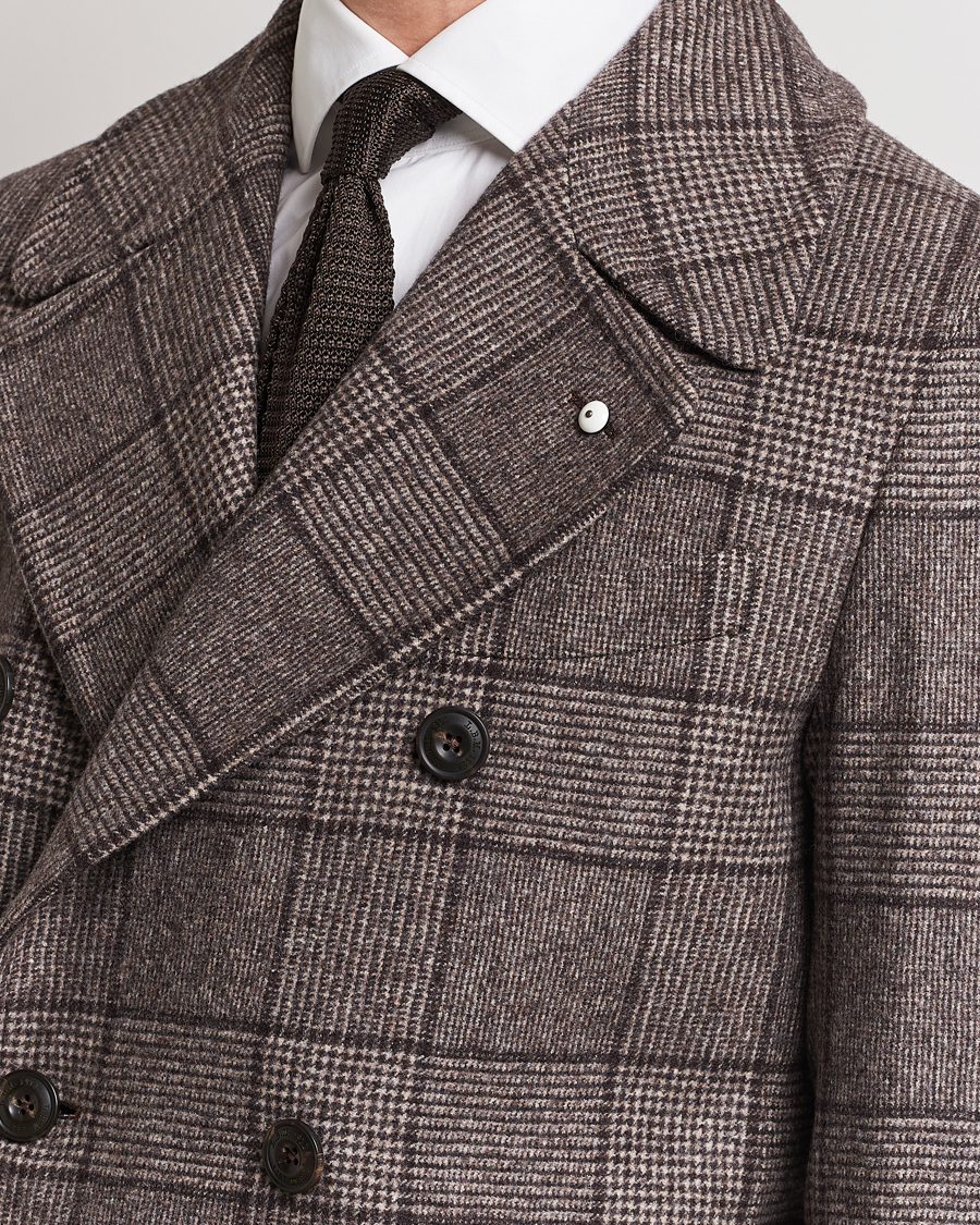 Mies | Takit | L.B.M. 1911 | Double Breasted Checked Wool Coat Brown