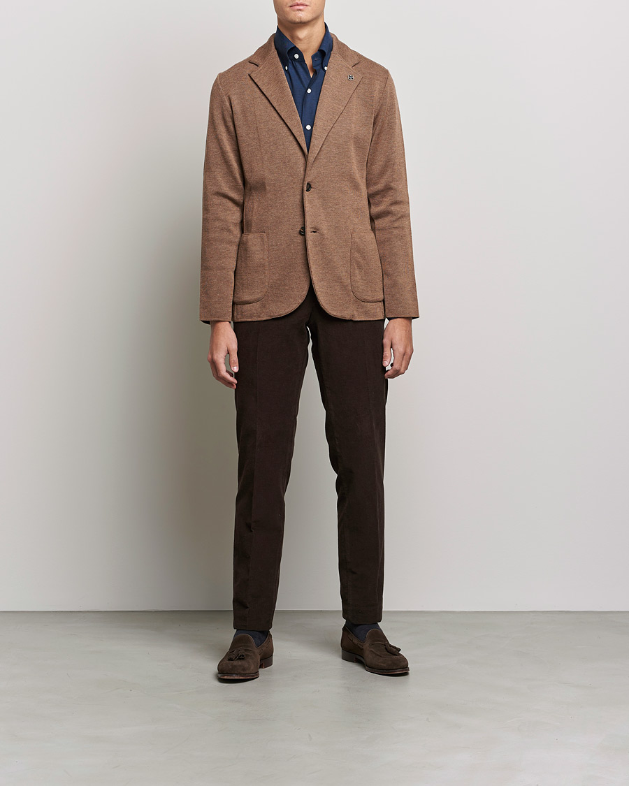 Mies | Lardini | Lardini | Knitted Wool Blazer Light Brown