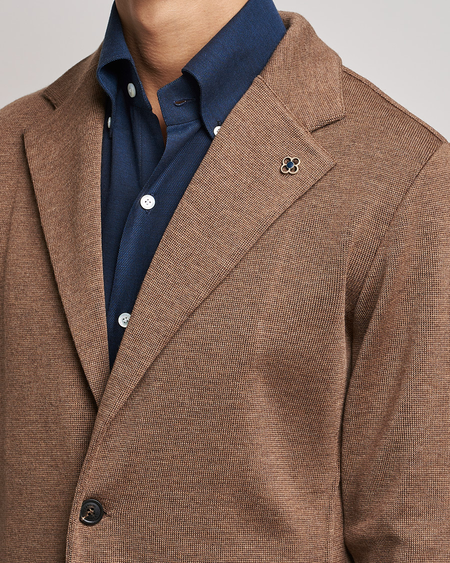Mies | Pikkutakit | Lardini | Knitted Wool Blazer Light Brown