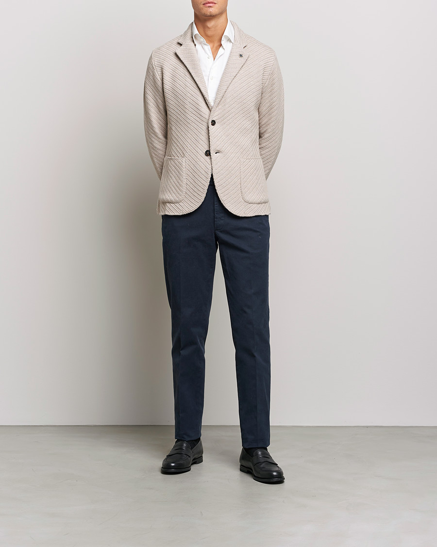 Mies | Pikkutakit | Lardini | Structured Knitted Wool Blazer Beige