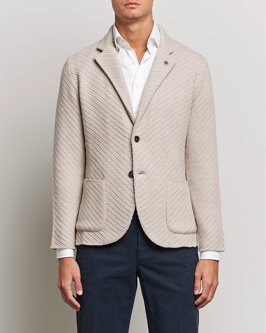 Mies | Pikkutakit | Lardini | Structured Knitted Wool Blazer Beige