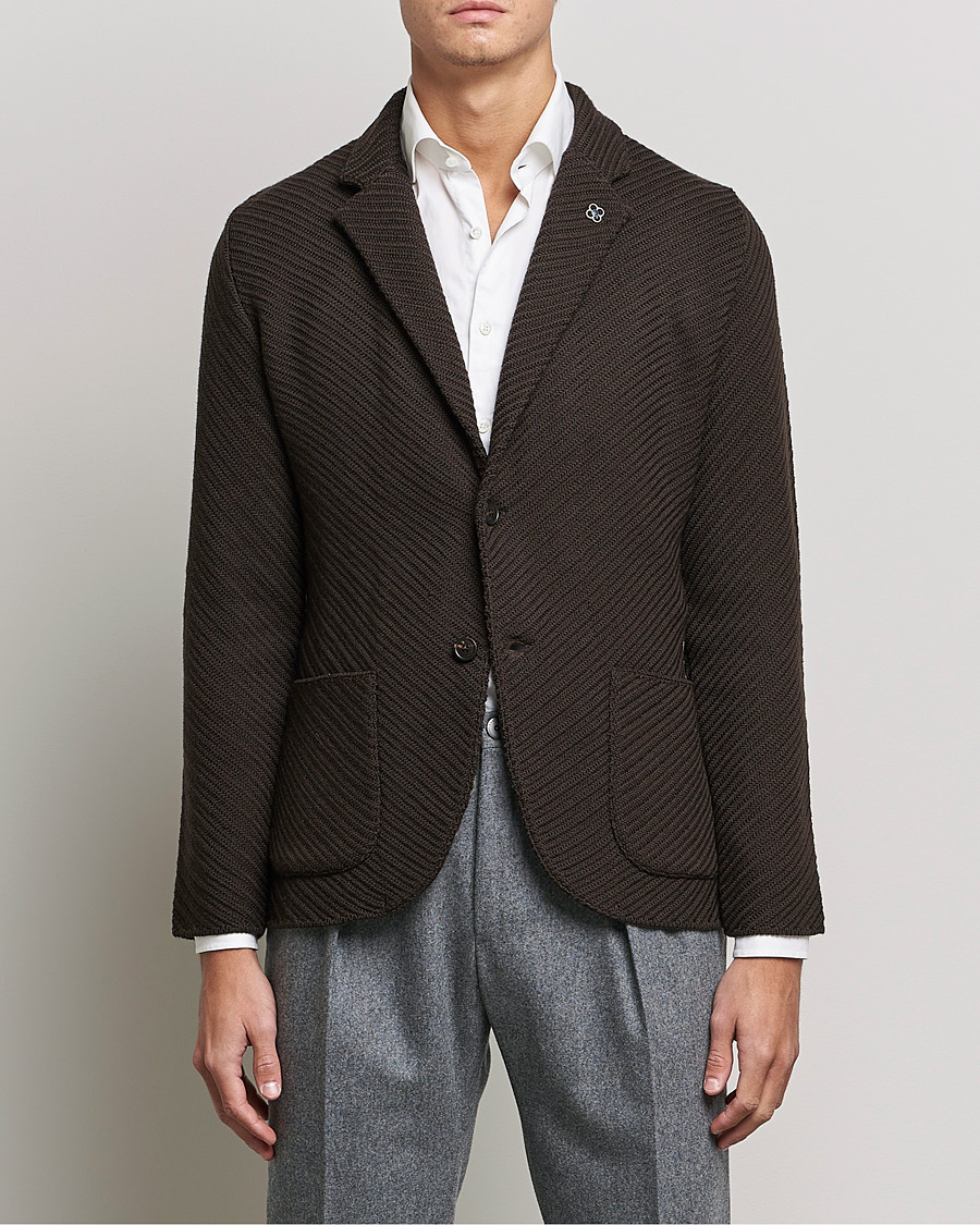Mies | Pikkutakit | Lardini | Structured Knitted Wool Blazer Dark Brown