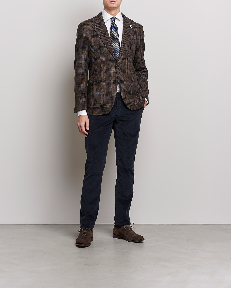 Mies | Pikkutakit | Lardini | Checked Patch Pocket Wool/Silk Blazer Brown