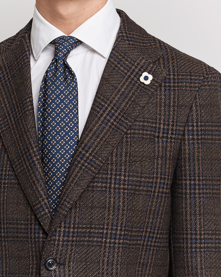Mies | Pikkutakit | Lardini | Checked Patch Pocket Wool/Silk Blazer Brown
