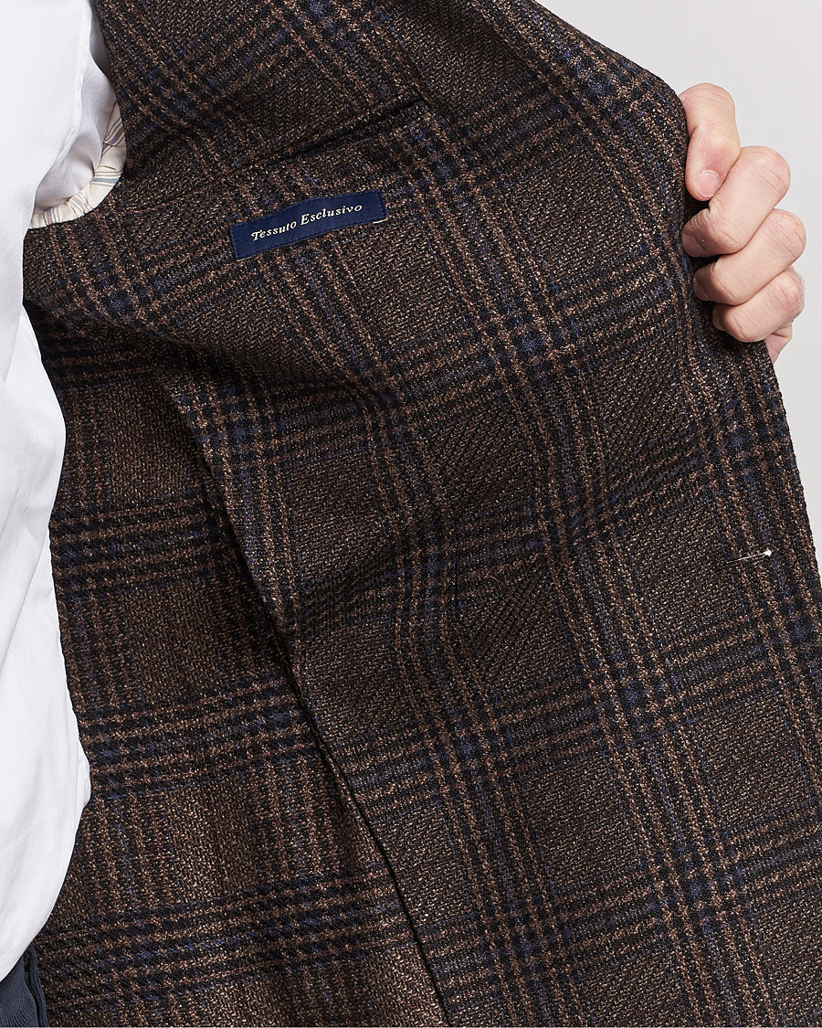 Mies | Pikkutakit | Lardini | Checked Patch Pocket Wool/Silk Blazer Brown