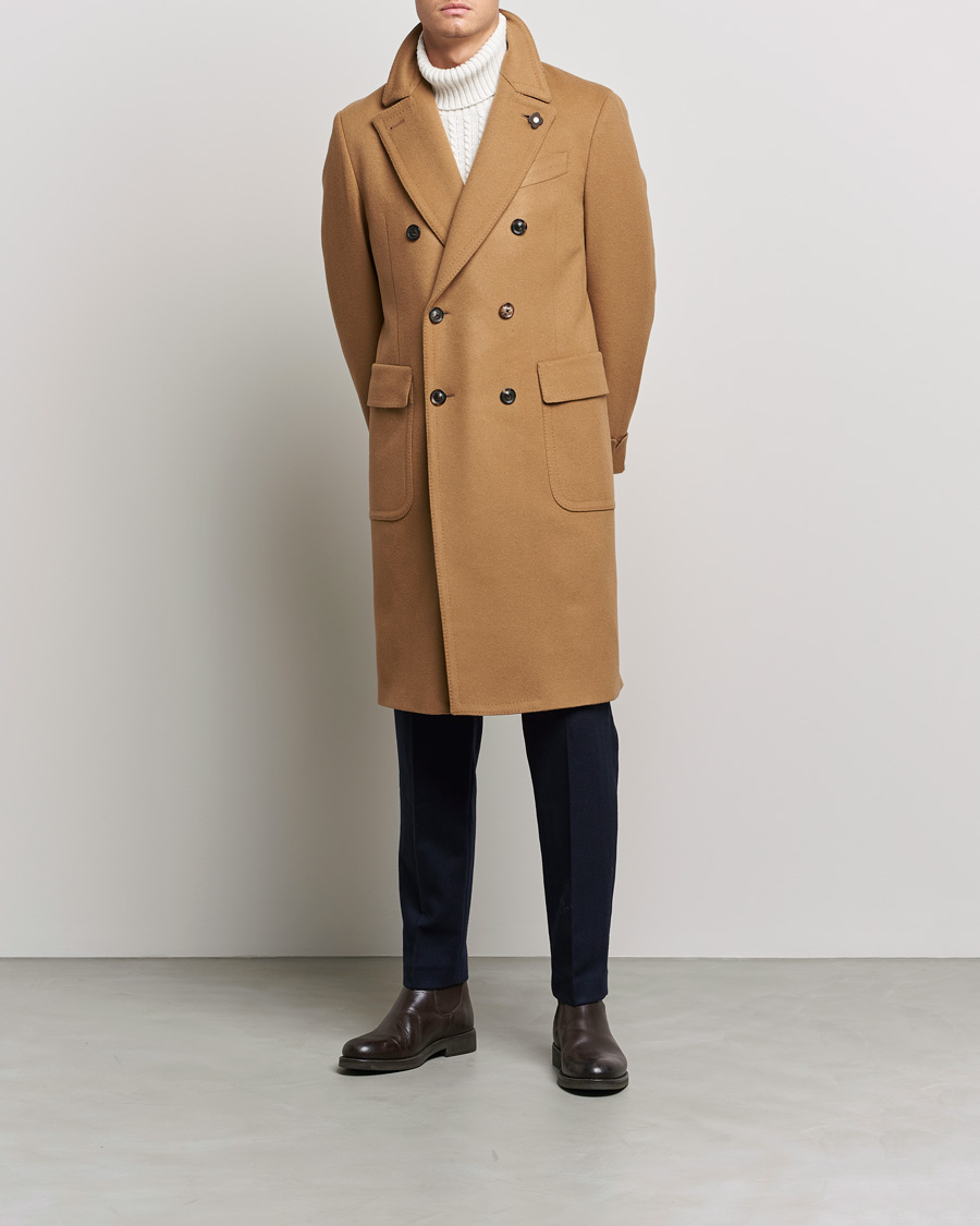 Mies | Takit | Lardini | Ulster Double Breasted Wool Coat Camel