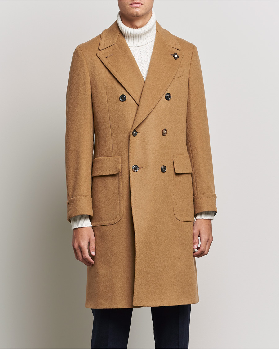 Mies | Takit | Lardini | Ulster Double Breasted Wool Coat Camel