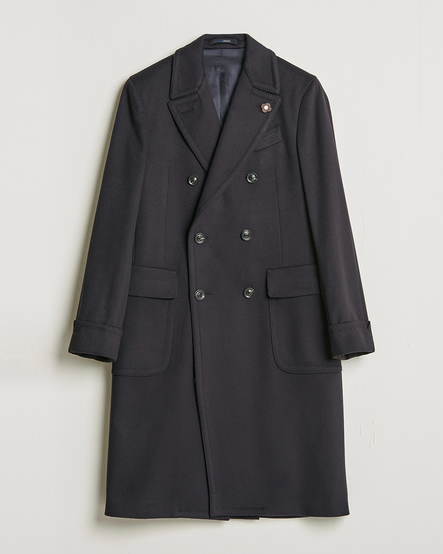 Mies | Takit | Lardini | Ulster Double Breasted Wool Coat Navy