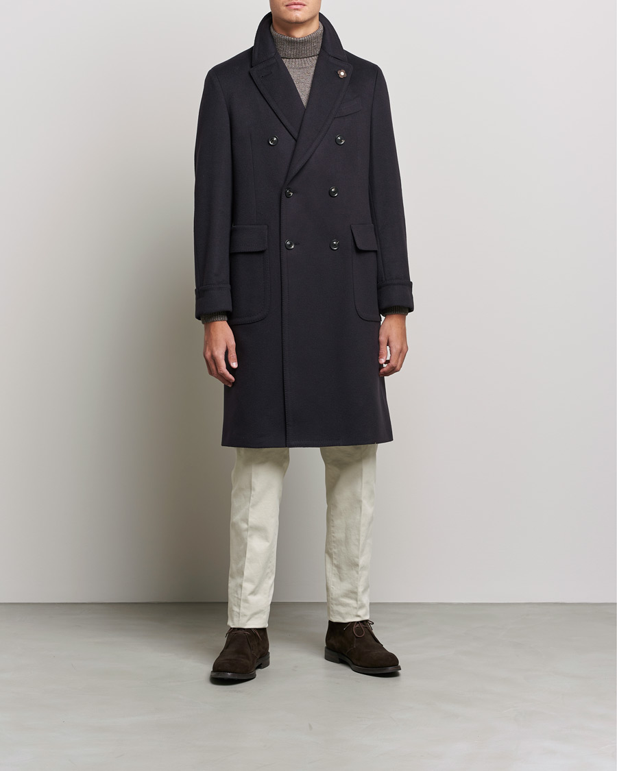 Mies | Takit | Lardini | Ulster Double Breasted Wool Coat Navy