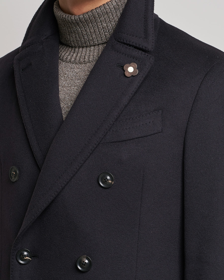 Mies | Takit | Lardini | Ulster Double Breasted Wool Coat Navy