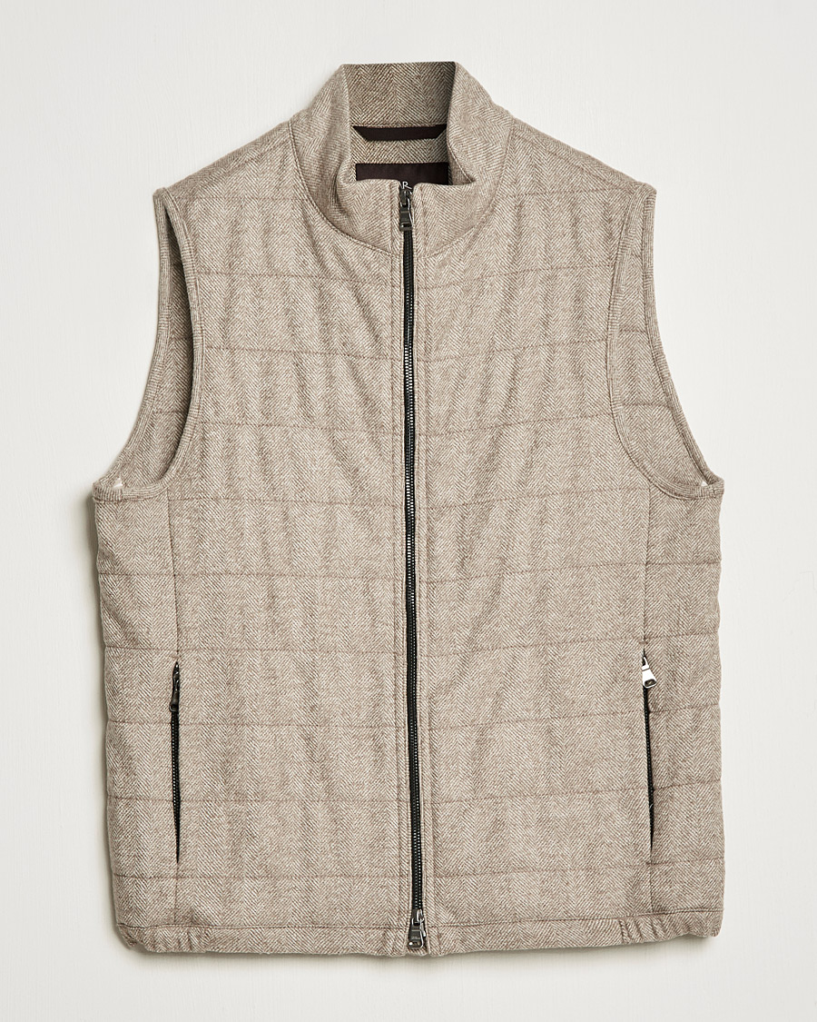 Mies | Takit | Oscar Jacobson | Liner EVO Wool Herringbone Waistcoat Beige