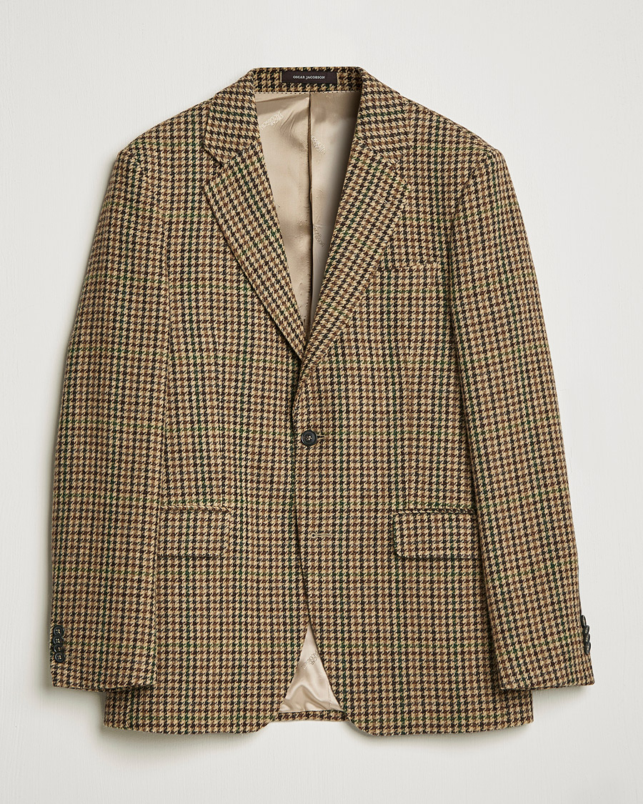 Mies | Pikkutakit | Oscar Jacobson | Freeman Moon Houndstooth Tweed Blazer Beige