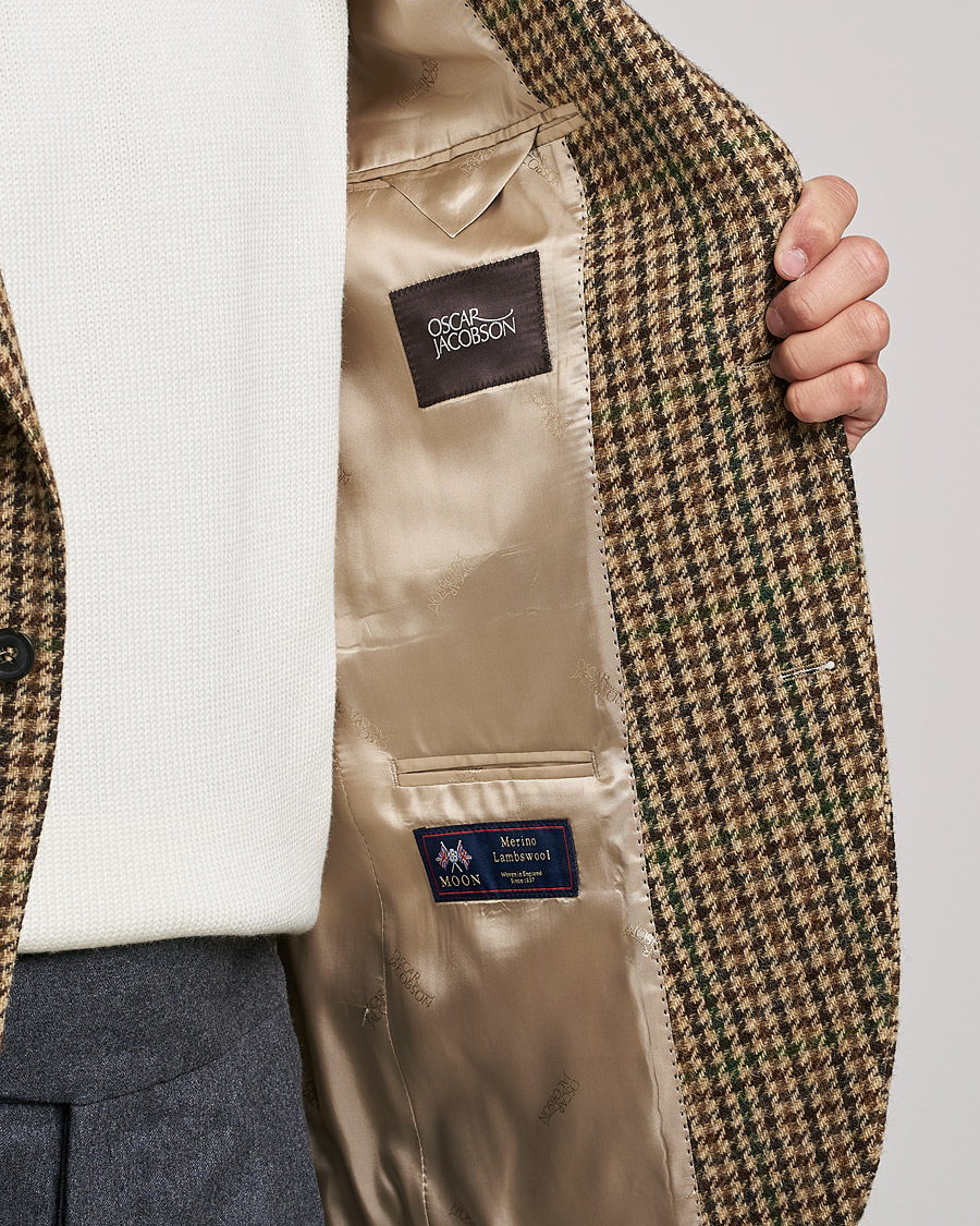 Mies | Pikkutakit | Oscar Jacobson | Freeman Moon Houndstooth Tweed Blazer Beige