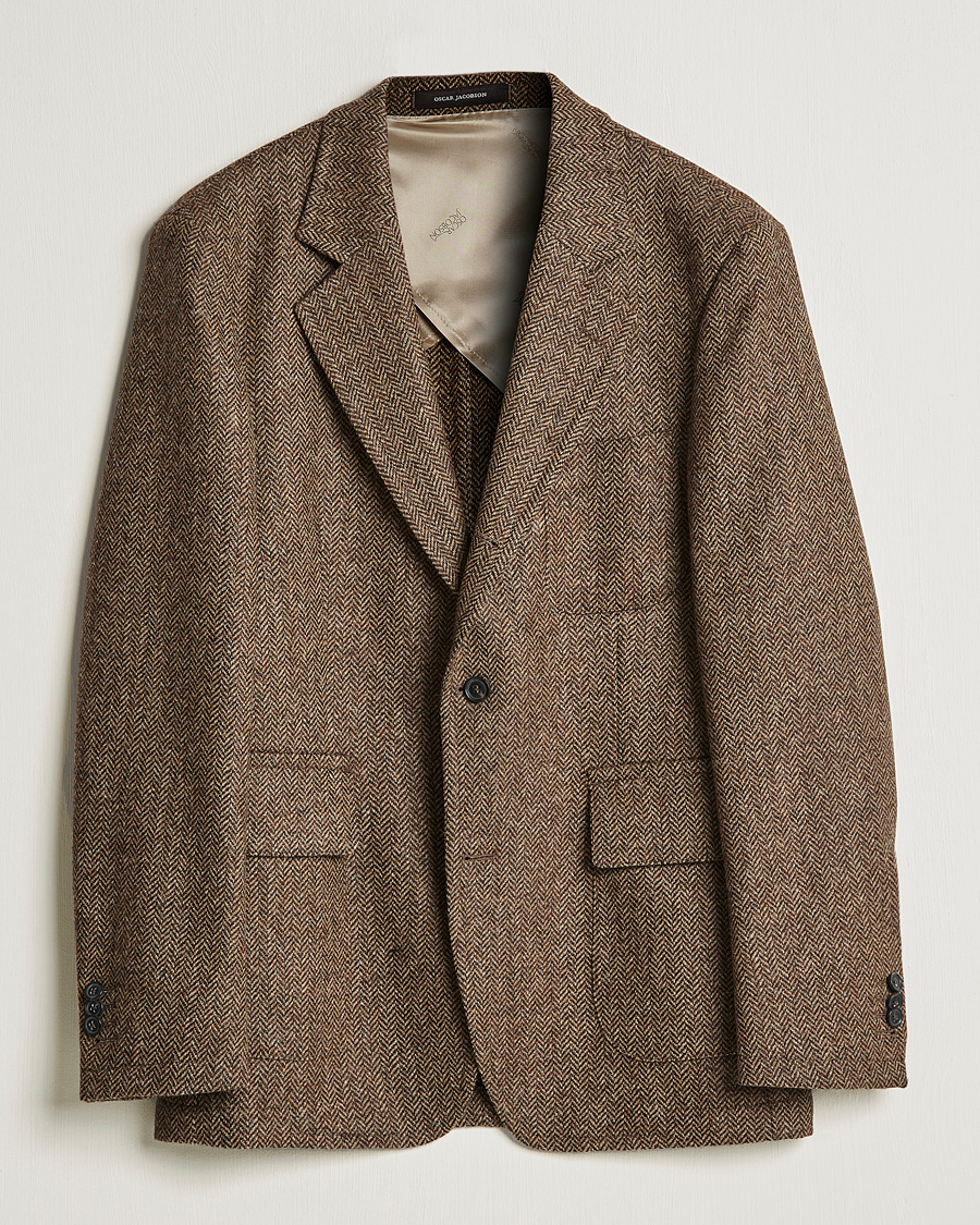 Mies | Pikkutakit | Oscar Jacobson | Fares Moon Herringbone Tweed Blazer Brown