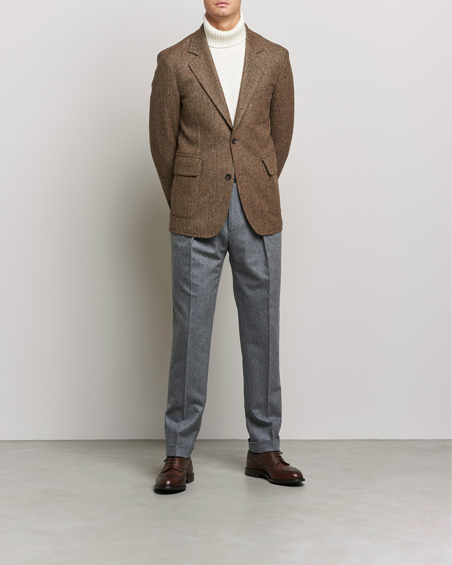 Mies | Pikkutakit | Oscar Jacobson | Fares Moon Herringbone Tweed Blazer Brown