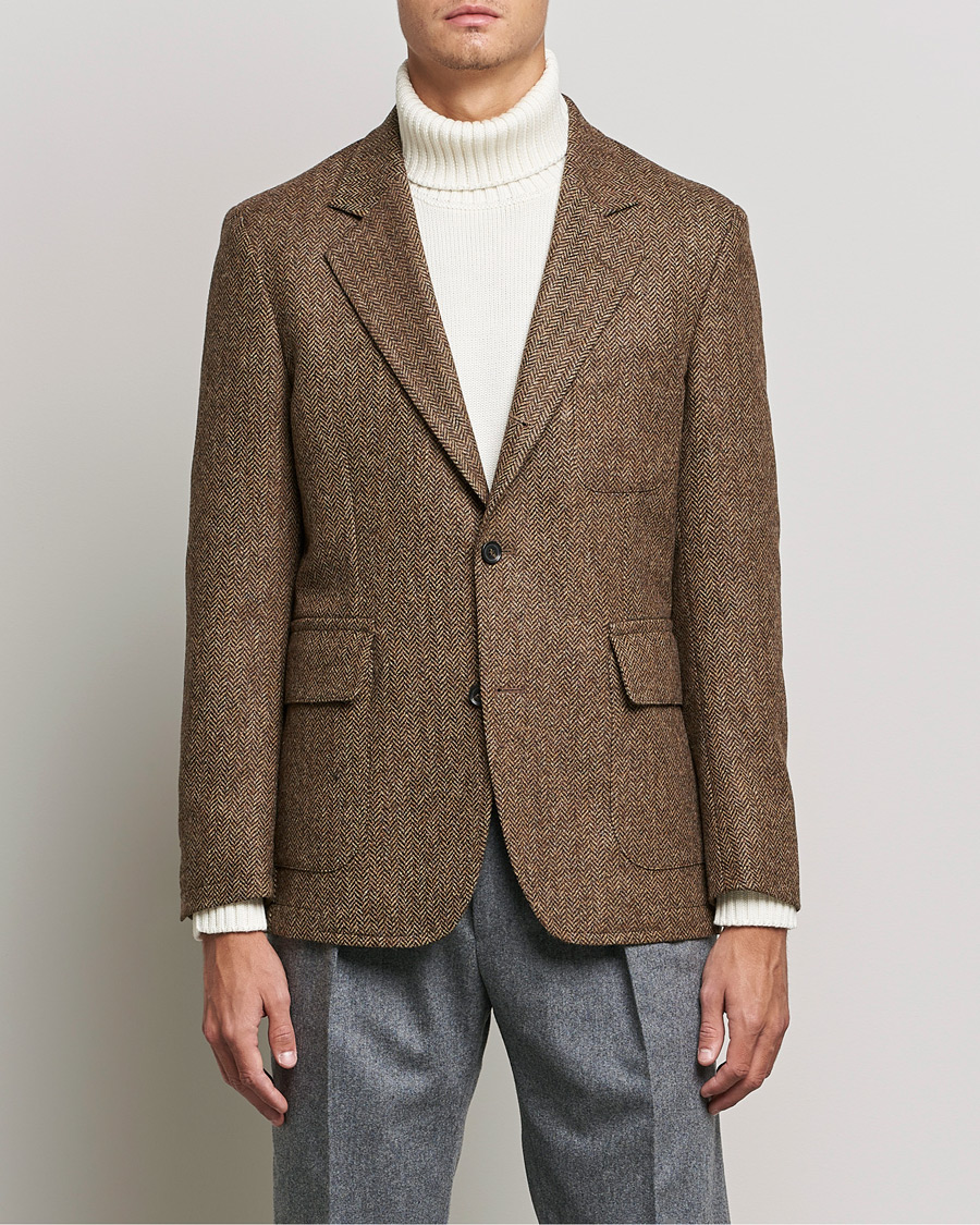 Mies | Pikkutakit | Oscar Jacobson | Fares Moon Herringbone Tweed Blazer Brown