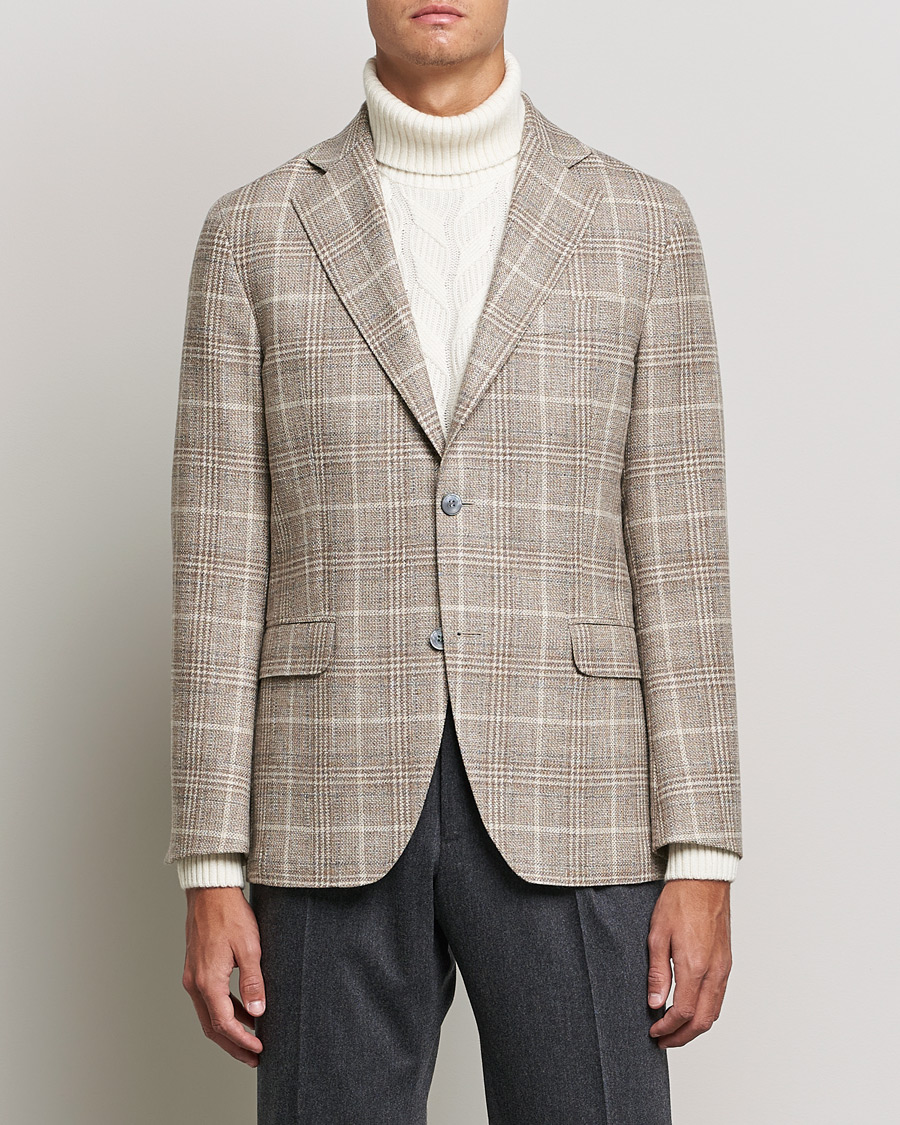 Mies |  | Oscar Jacobson | Ferry Soft Checked Wool Blazer Beige