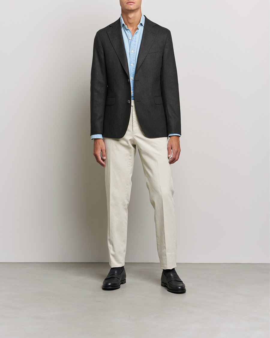 Mies | Pikkutakit | Oscar Jacobson | Ego Wool Flannel Blazer Brown Melange