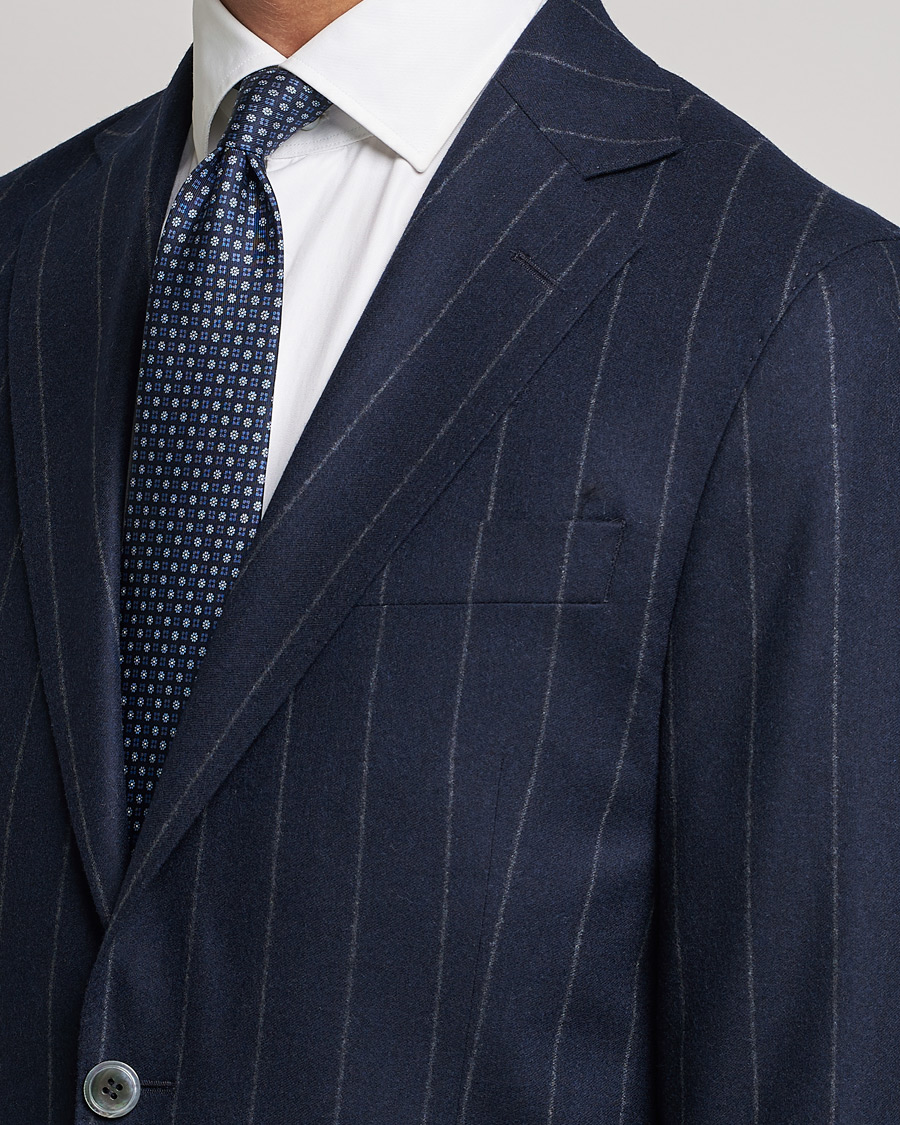 Mies | Puvut | Oscar Jacobson | Ego Pinstripe Wool Flannel Suit Navy