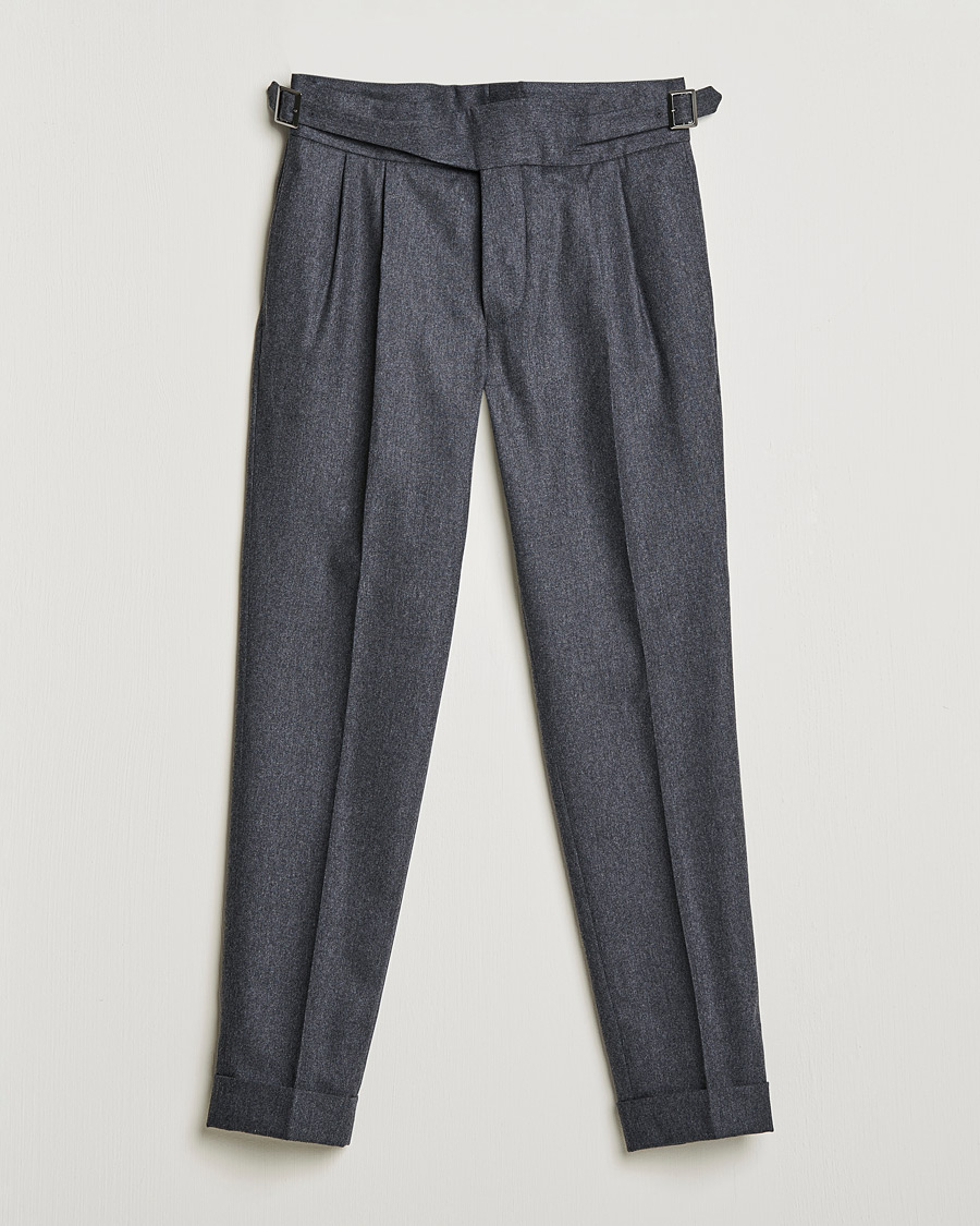 Mies | Housut | Oscar Jacobson | Gurkha Flannel Trousers Charcoal