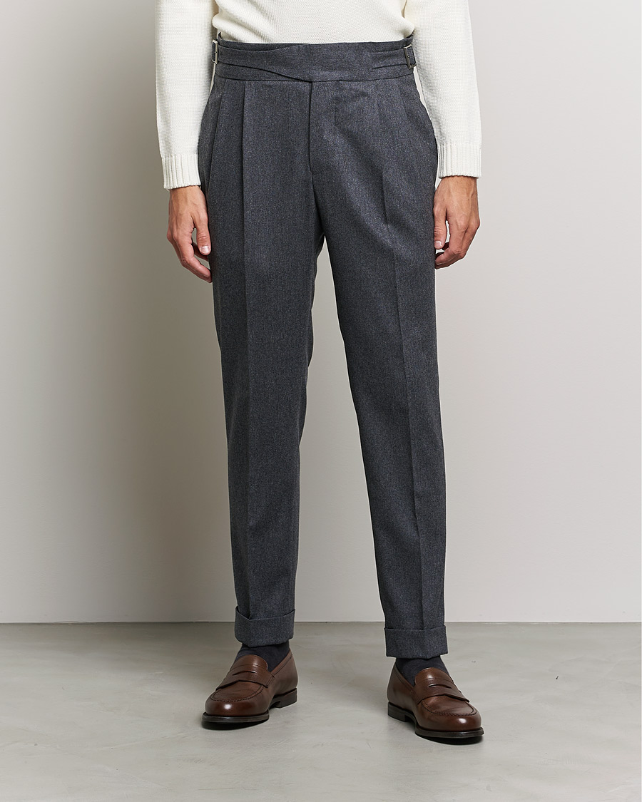 Mies | Housut | Oscar Jacobson | Gurkha Flannel Trousers Charcoal