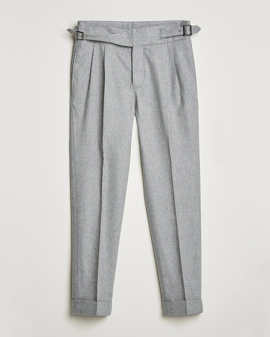 Mies | Housut | Oscar Jacobson | Gurkha Flannel Trousers Light Grey
