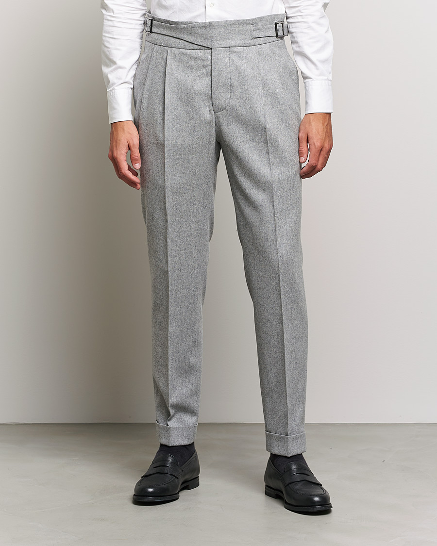 Mies |  | Oscar Jacobson | Gurkha Flannel Trousers Light Grey