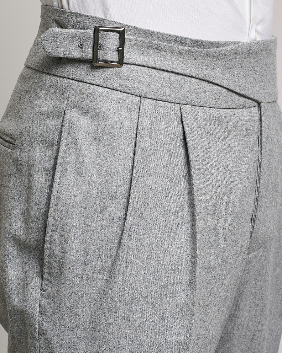 Mies | Housut | Oscar Jacobson | Gurkha Flannel Trousers Light Grey