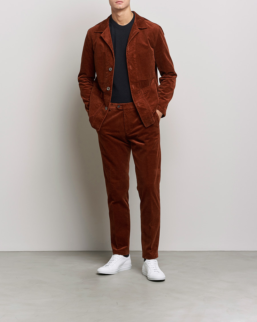 Mies | Kauluspaidat | Oscar Jacobson | Hampus Corduroy Shirt Jacket Orange