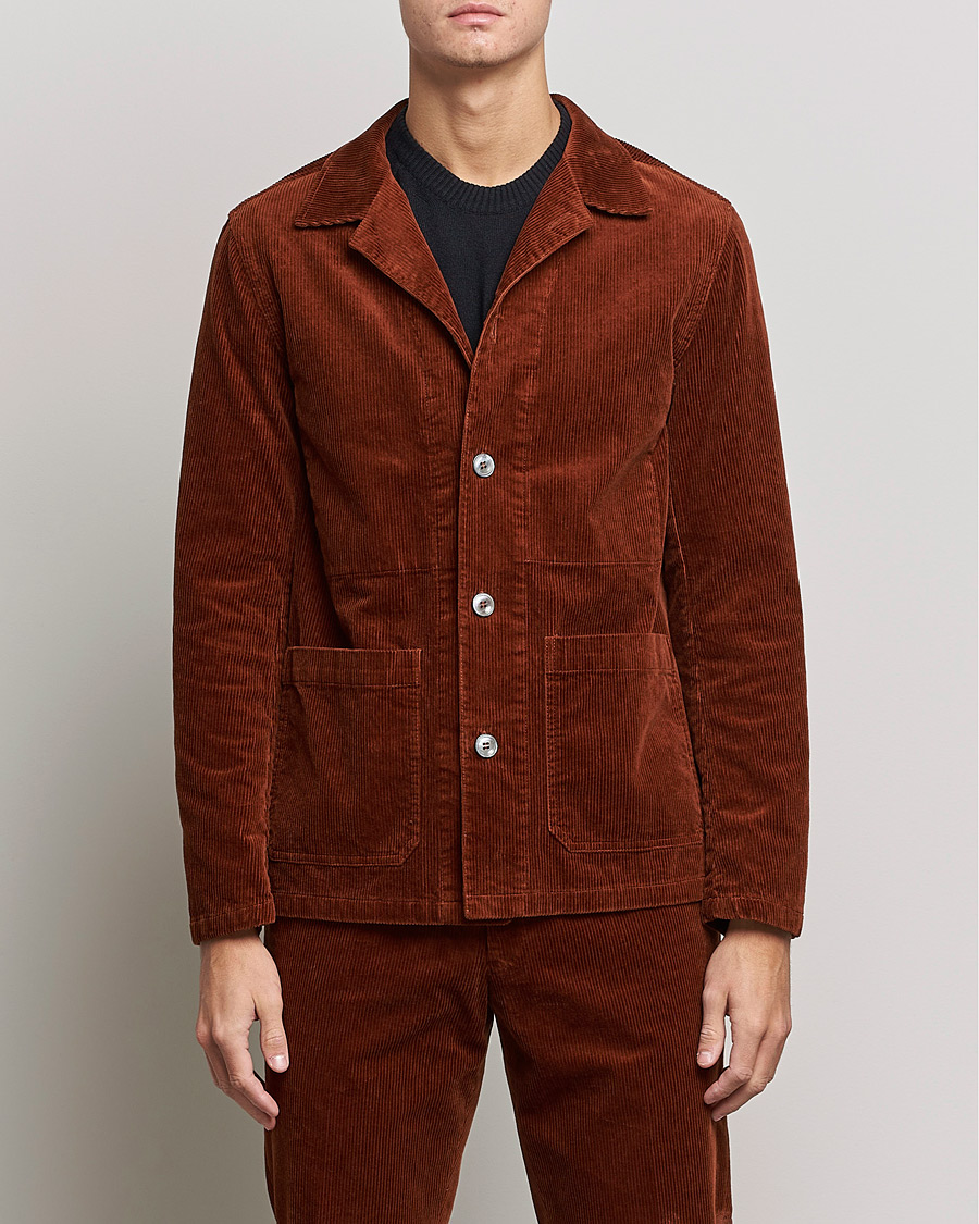 Mies | Kauluspaidat | Oscar Jacobson | Hampus Corduroy Shirt Jacket Orange