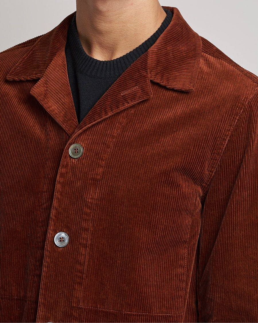 Mies | Kauluspaidat | Oscar Jacobson | Hampus Corduroy Shirt Jacket Orange