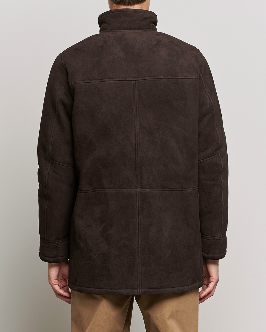 Mies | Takit | Oscar Jacobson | Carling Sherling Suede Coat Dark Brown